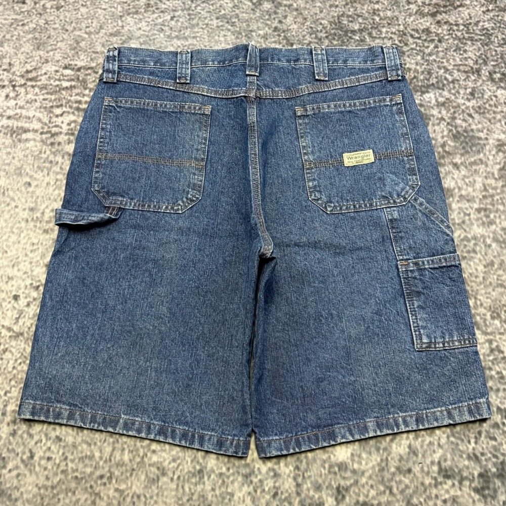 Wrangler Jorts Mens 36 Blue Carpenter Utility Workwear Denim Shorts Y2K